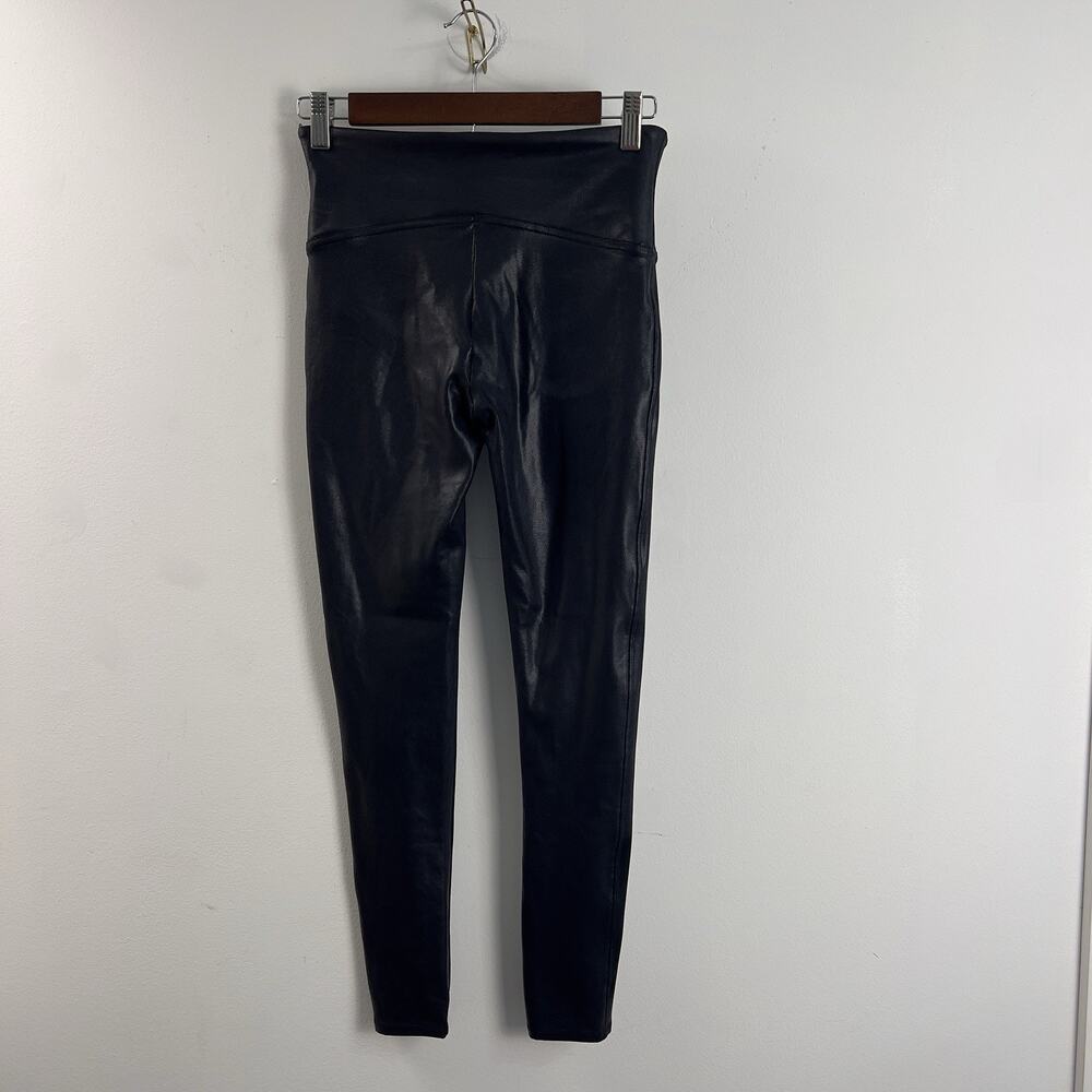 Spanx Faux Leather Womens Black Leggins Size Medium Compression - Picture 2 of 6